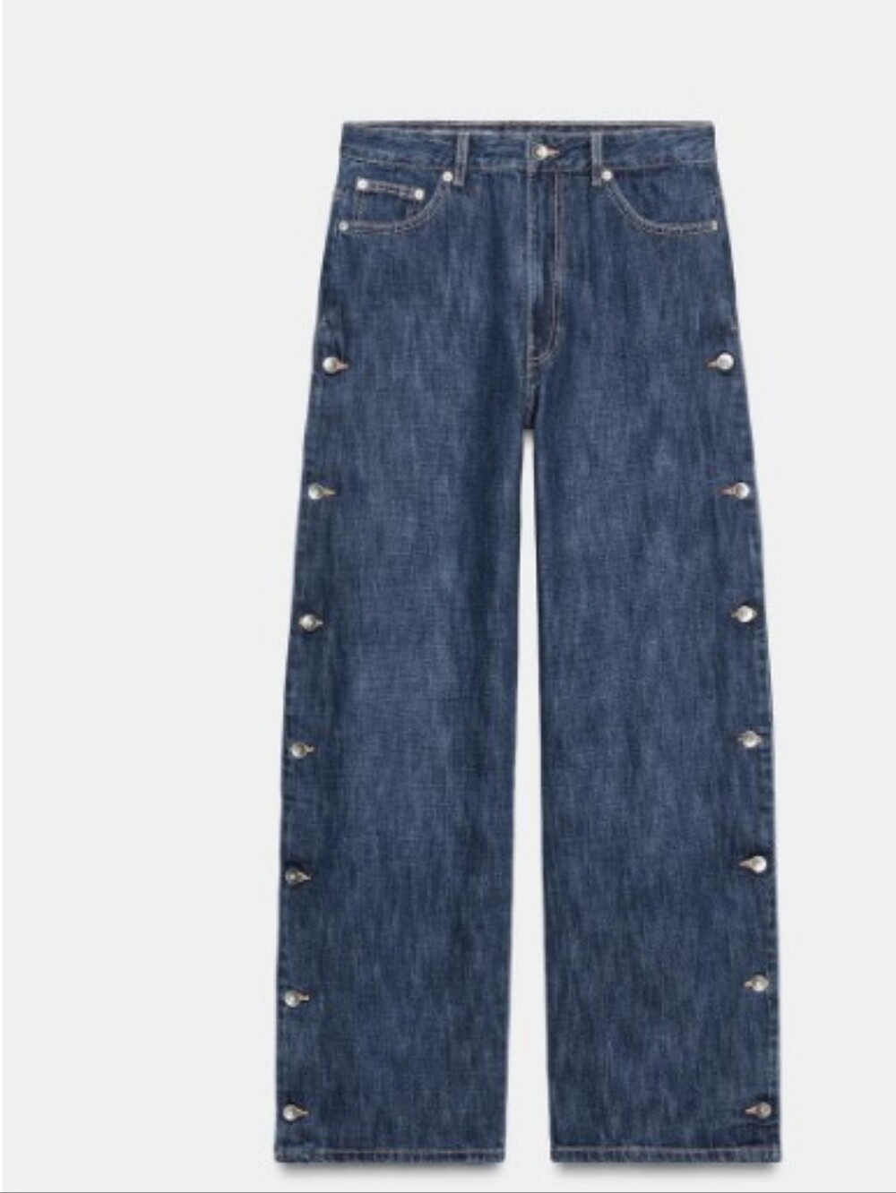 Zara TRF Dark Blue Mis Rise Jeans With Buttons Nwot